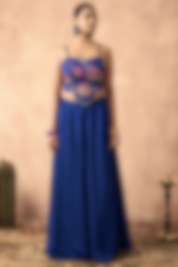 Blue Cotton Silk Gharara Set by ARJE India at Pernia's Pop Up Shop