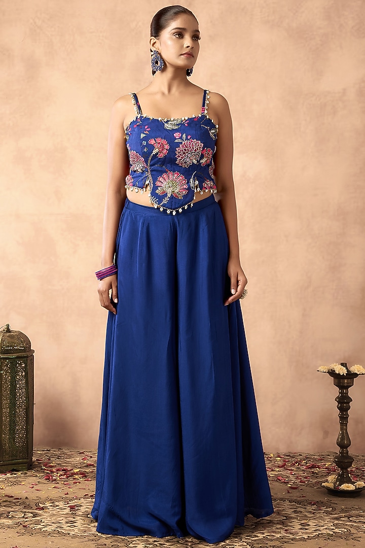 Blue Cotton Silk Gharara Set by ARJE India at Pernia's Pop Up Shop