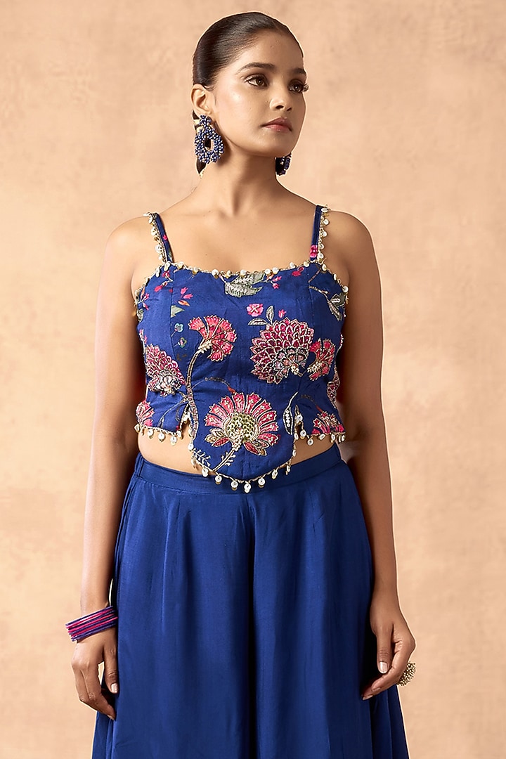 Blue Cotton Silk Gharara Set by ARJE India at Pernia's Pop Up Shop