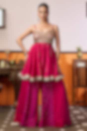 Rani Pink & Magenta Cotton Palazzo Set by ARJE India at Pernia's Pop Up Shop