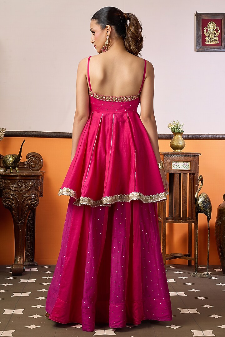 Rani Pink & Magenta Cotton Palazzo Set by ARJE India at Pernia's Pop Up Shop