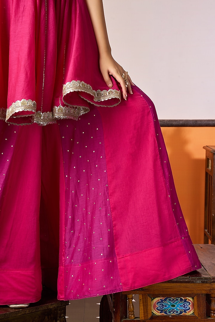 Rani Pink & Magenta Cotton Palazzo Set by ARJE India at Pernia's Pop Up Shop