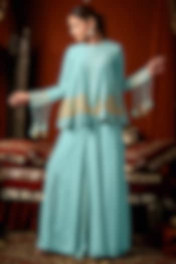 Sky Blue Cotton Silk Palazzo Set by ARJE India at Pernia's Pop Up Shop