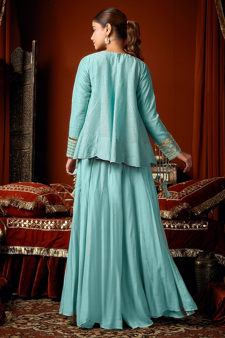 Sky Blue Cotton Silk Palazzo Set by ARJE India at Pernia's Pop Up Shop