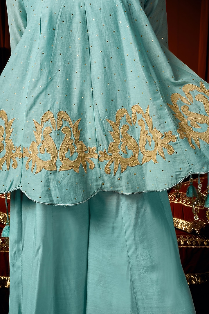 Sky Blue Cotton Silk Palazzo Set by ARJE India at Pernia's Pop Up Shop