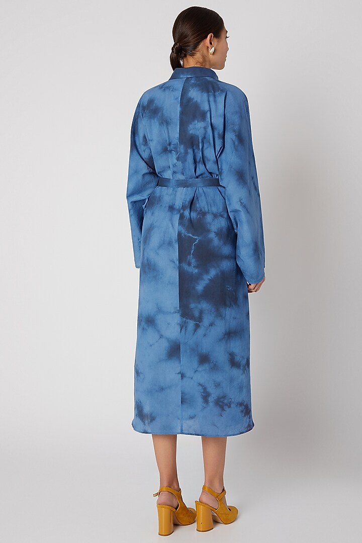 Sky Blue Tie-Dye Summer Shirt Dress by Aroka at Pernia's Pop Up Shop