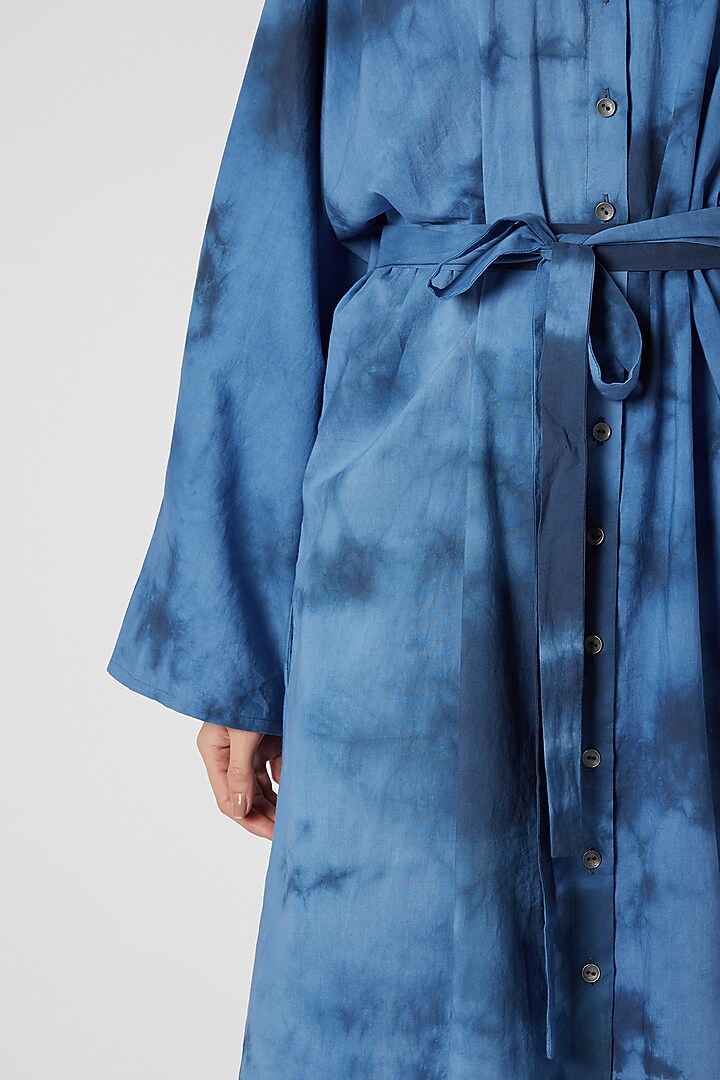 Sky Blue Tie-Dye Summer Shirt Dress by Aroka at Pernia's Pop Up Shop