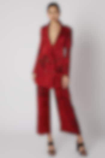 Red Tie-Dye Silk Blazer by Aroka at Pernia's Pop Up Shop