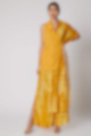 Mustard Tie-Dye Overlaped Pants by Aroka