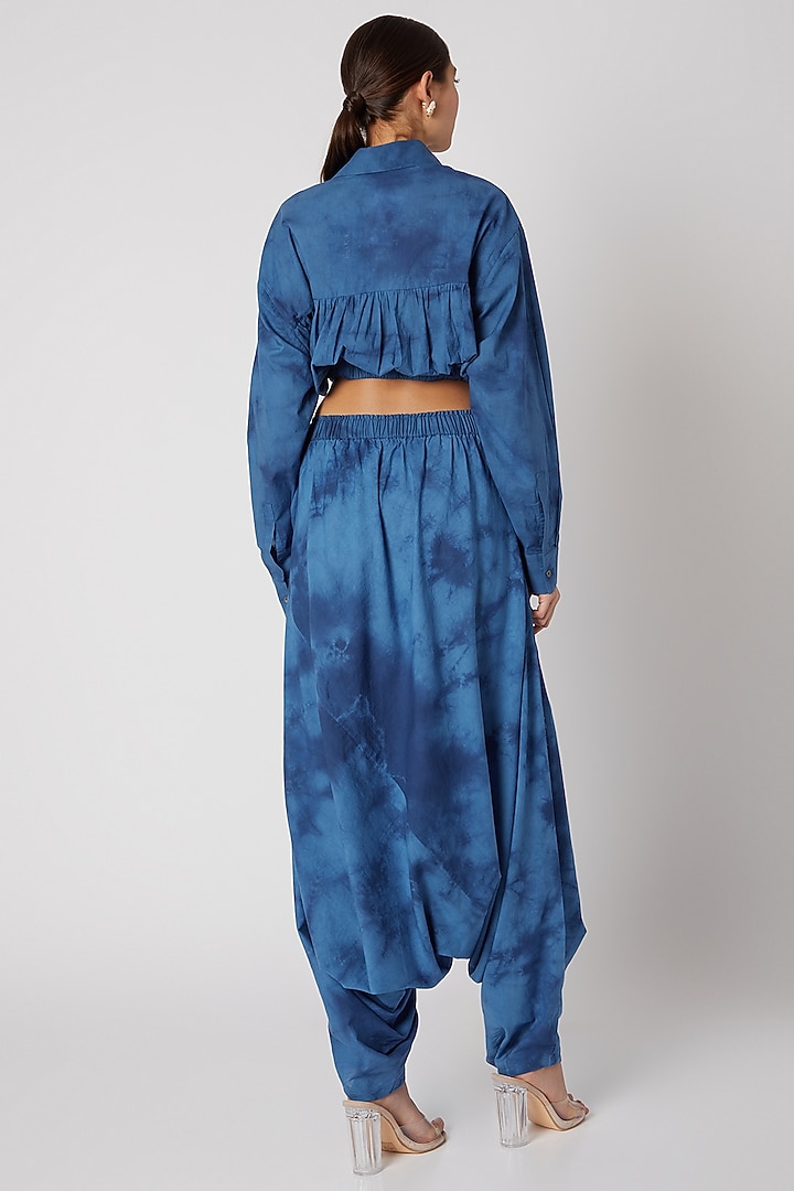 Sky Blue Tie-Dye Dhoti Pants by Aroka at Pernia's Pop Up Shop
