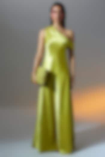 Lime Yellow Vegan Mashru Summer Dress by Aroka at Pernia's Pop Up Shop