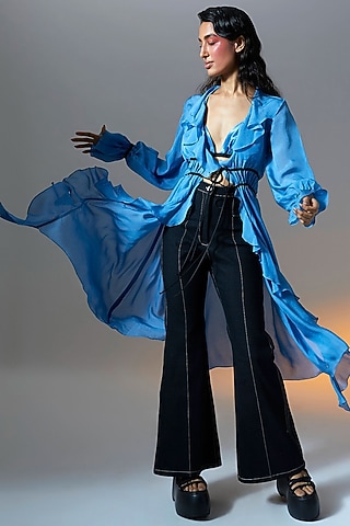 Blue Vegan Chiffon Top by Aroka