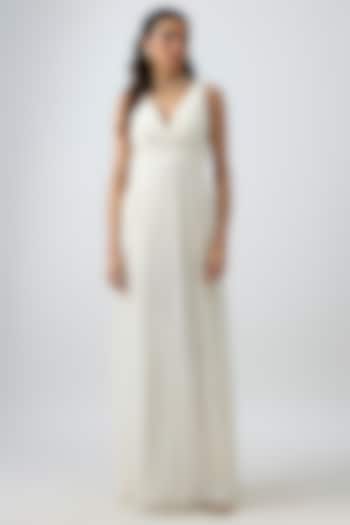 Ivory Wrinkle Chiffon & Modal Satin Gathered Dream Dress by Aroka at Pernia's Pop Up Shop