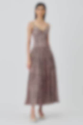 Nude Cotton Handblock Printed Corset Cocktail Dress by Aroka at Pernia's Pop Up Shop