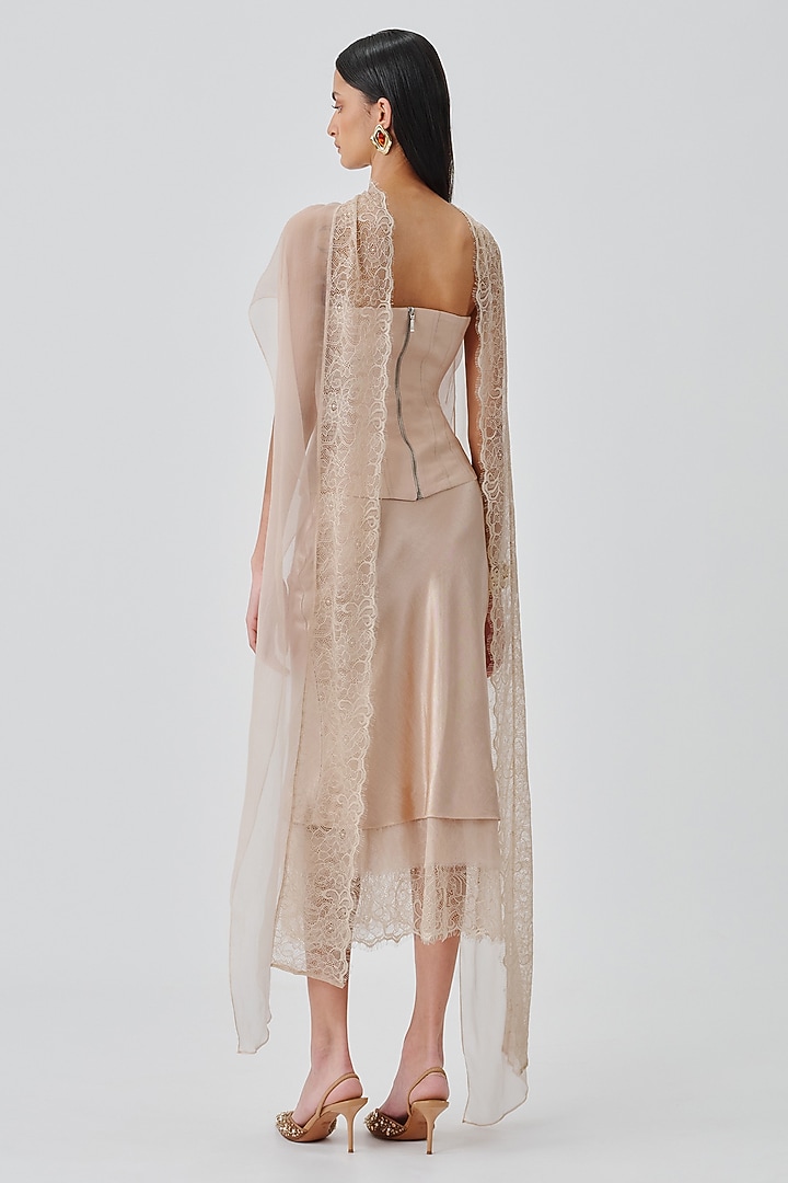 Soft Champagne Moroccan Crepe Corset Top by Aroka at Pernia's Pop Up Shop
