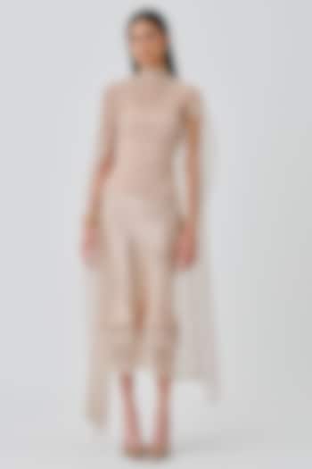 Soft Champagne Mashru Skirt by Aroka at Pernia's Pop Up Shop