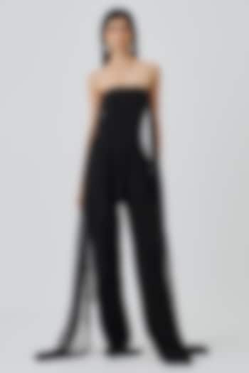 Black Japanese Crepe Strapless Cocktail Dress by Aroka at Pernia's Pop Up Shop