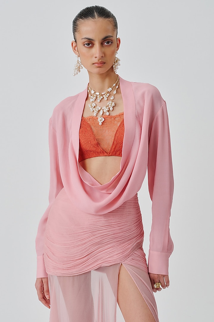 Soft Pink Moroccan Crepe Top by Aroka at Pernia's Pop Up Shop