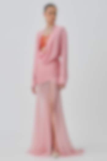 Soft Pink Chiffon Ruched Skirt by Aroka at Pernia's Pop Up Shop