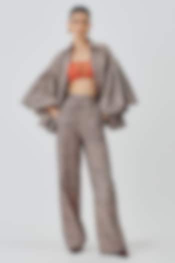 Nude Cotton Handblock Printed Pants by Aroka at Pernia's Pop Up Shop