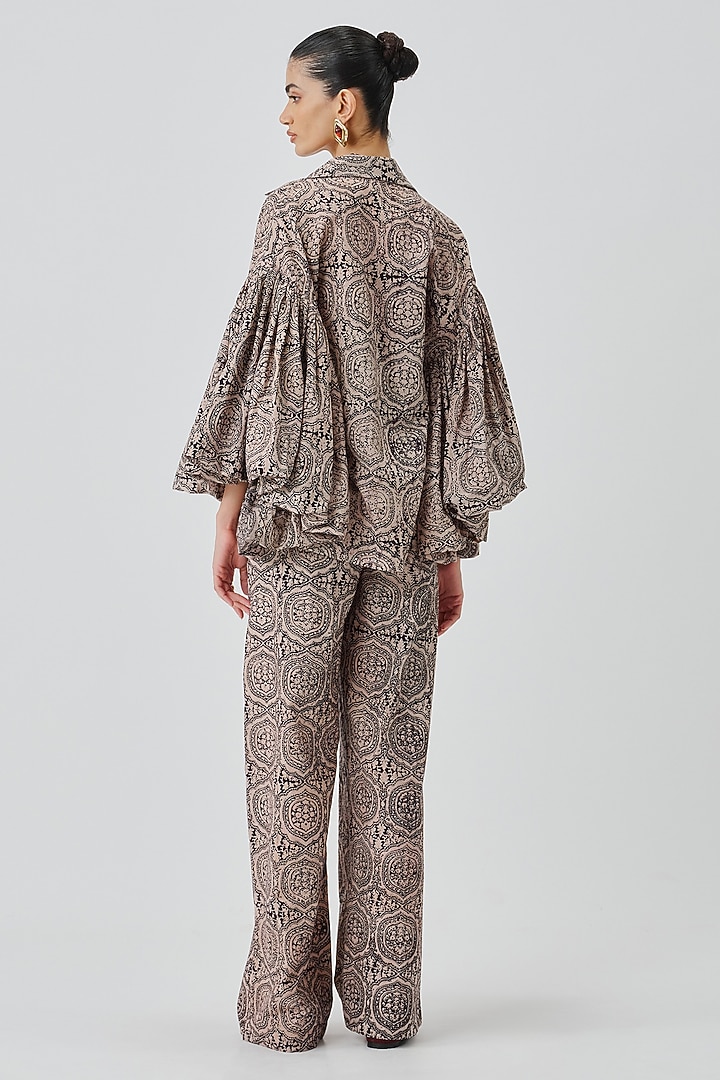 Nude Cotton Handblock Printed Pants by Aroka at Pernia's Pop Up Shop