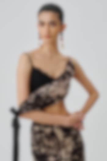 Black Modal Satin Handblock Printed Bralette by Aroka at Pernia's Pop Up Shop