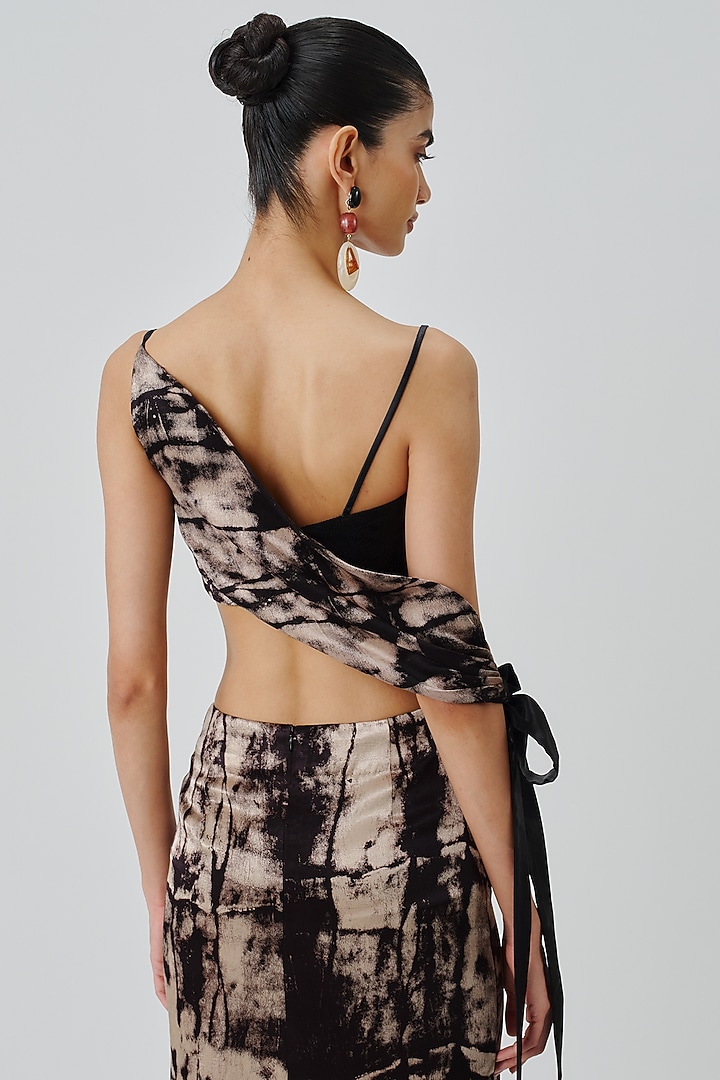 Black Modal Satin Handblock Printed Bralette by Aroka at Pernia's Pop Up Shop