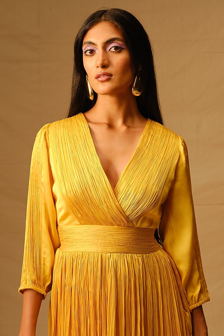 Yellow Modal Satin Vacation Dress by Aroka at Pernia's Pop Up Shop