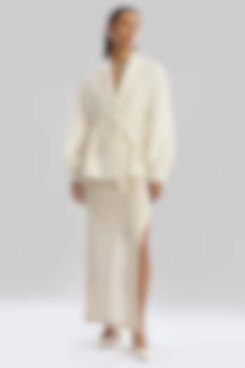 Ivory Moroccan Crepe Jacket Set by Aroka at Pernia's Pop Up Shop