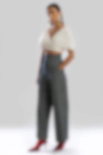 Indigo Denim Blue Soft Cotton Blend Striped Pant Set by Aroka at Pernia's Pop Up Shop