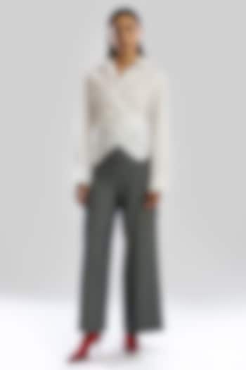 Indigo Denim Blue Soft Cotton Blend Striped Pant Set by Aroka at Pernia's Pop Up Shop