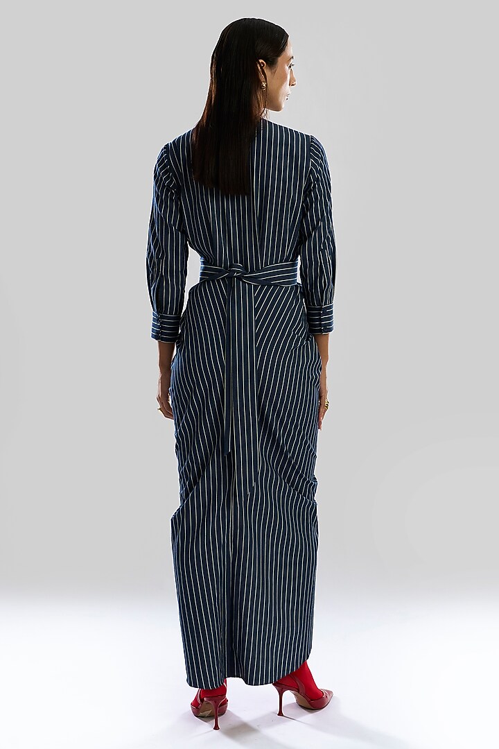 Blue Denim Striped Summer Dress by Aroka at Pernia's Pop Up Shop