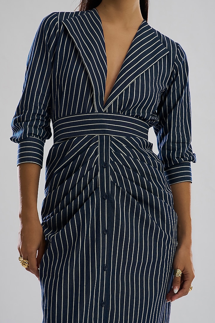 Blue Denim Striped Summer Dress by Aroka at Pernia's Pop Up Shop