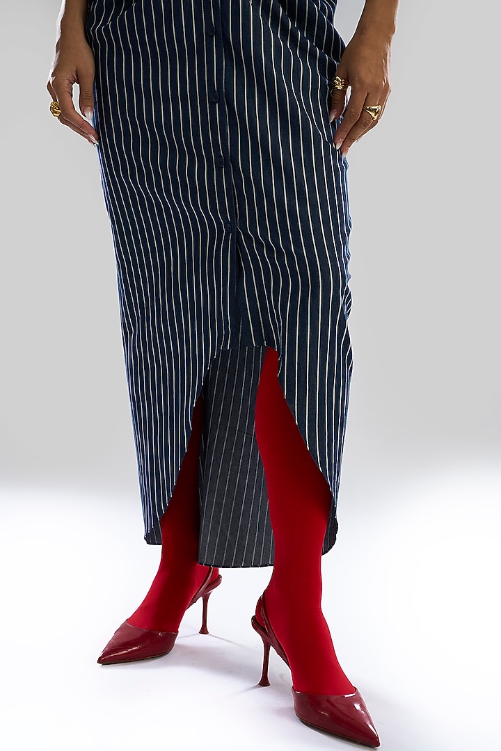 Blue Denim Striped Summer Dress by Aroka at Pernia's Pop Up Shop