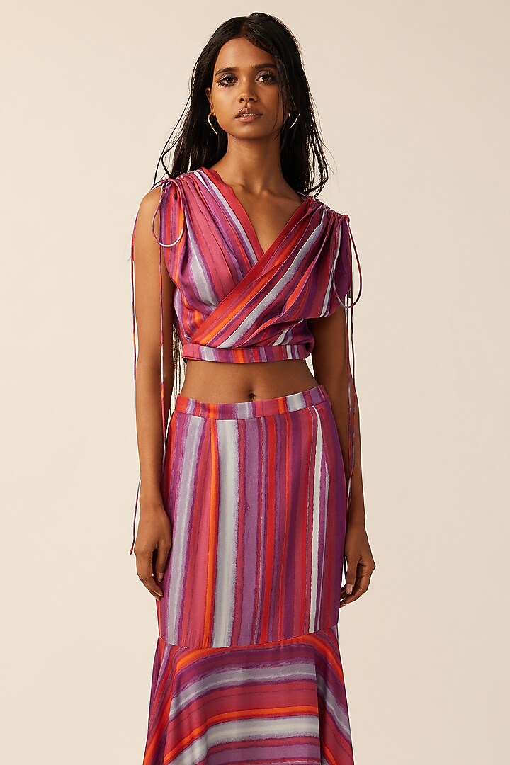 Multi-Colored Modal Hand Painted Wrap Top by Aroka at Pernia's Pop Up Shop