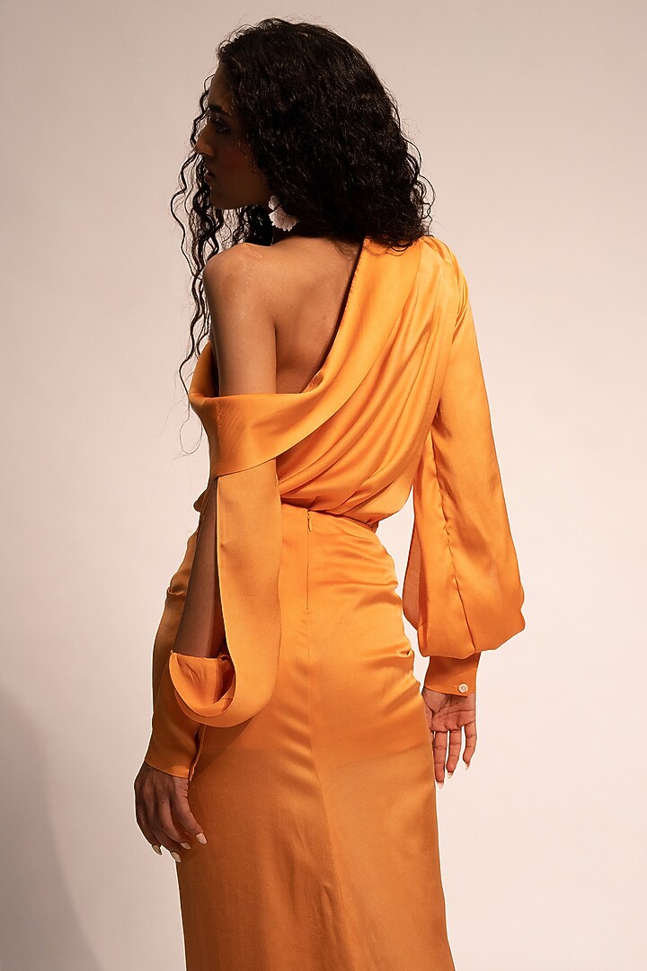 Coral Cream Modal Satin One-Shoulder Top by Aroka at Pernia's Pop Up Shop
