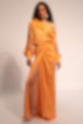 Coral Cream Modal Satin One-Shoulder Top by Aroka at Pernia's Pop Up Shop