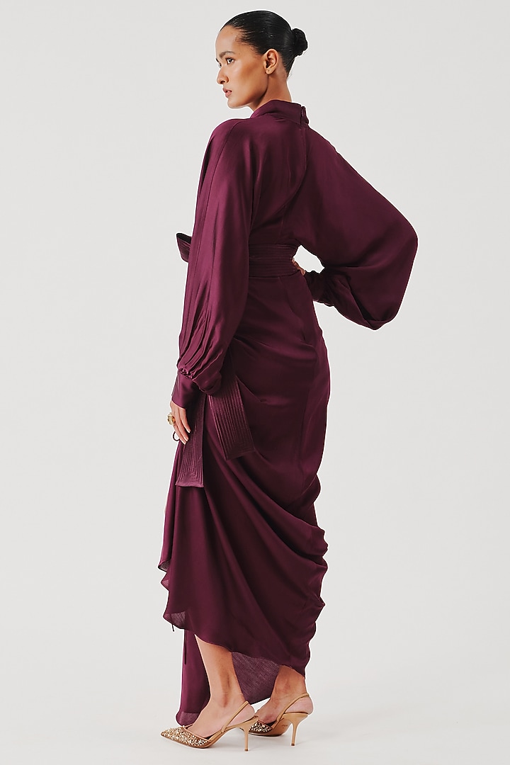 Burgundy Modal Satin Vacation Dress by Aroka at Pernia's Pop Up Shop