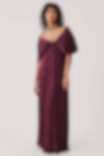 Burgundy Modal Satin Vacation Dress by Aroka at Pernia's Pop Up Shop
