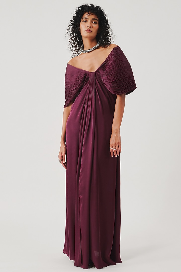 Burgundy Modal Satin Vacation Dress by Aroka at Pernia's Pop Up Shop