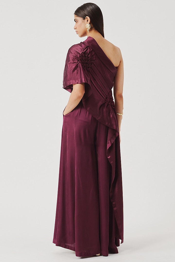 Burgundy Modal Satin Pants by Aroka at Pernia's Pop Up Shop