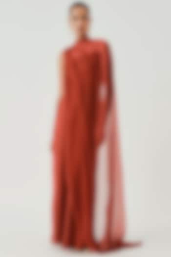 Rust Modal Satin Slip Vacation Dress by Aroka at Pernia's Pop Up Shop