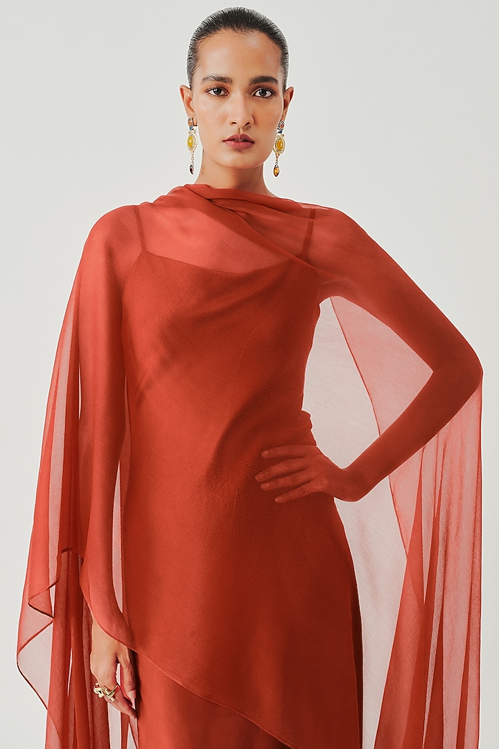 Rust Modal Satin Slip Vacation Dress by Aroka at Pernia's Pop Up Shop