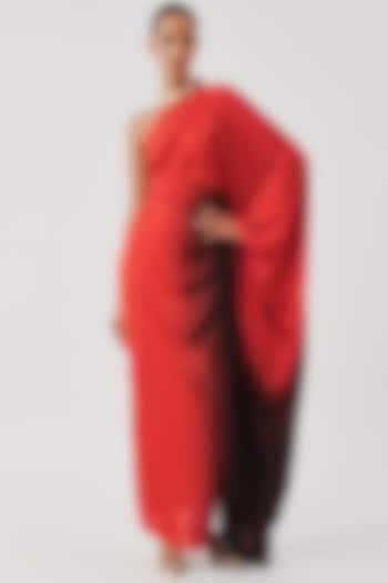 Red & Brown Modal Satin Ombre Kaftan Vacation Dress by Aroka at Pernia's Pop Up Shop