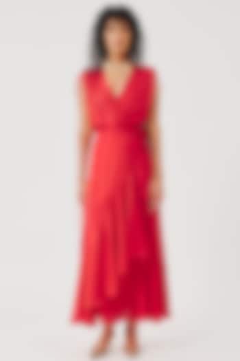 Red Modal Satin Vacation Dress by Aroka at Pernia's Pop Up Shop