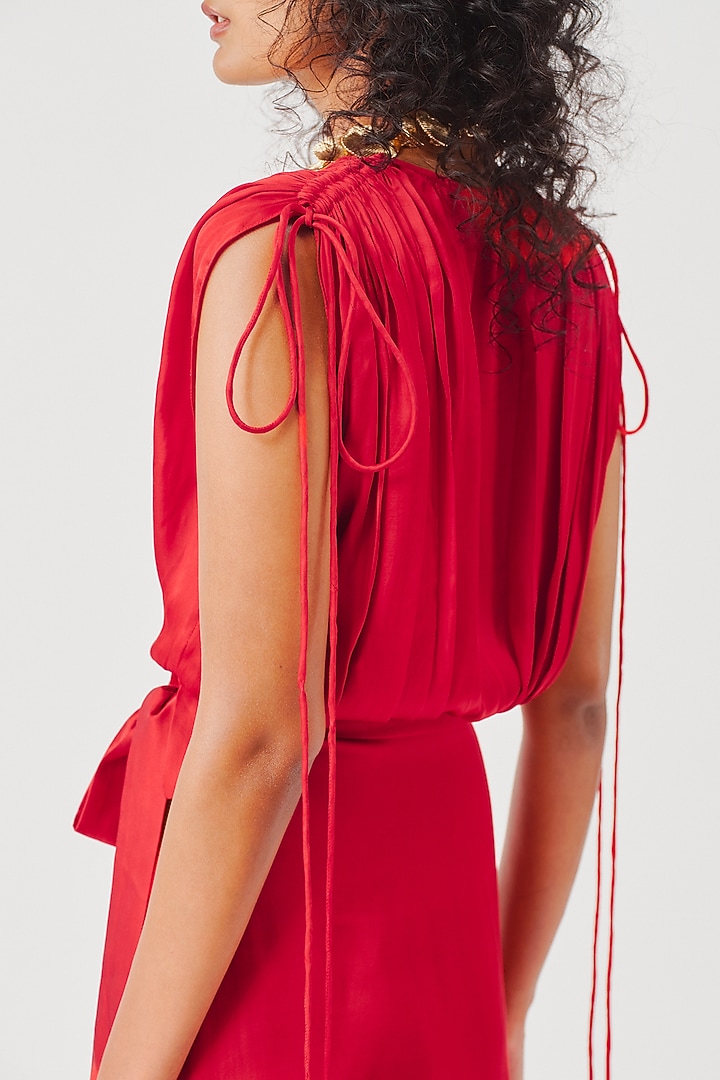 Red Modal Satin Vacation Dress by Aroka at Pernia's Pop Up Shop