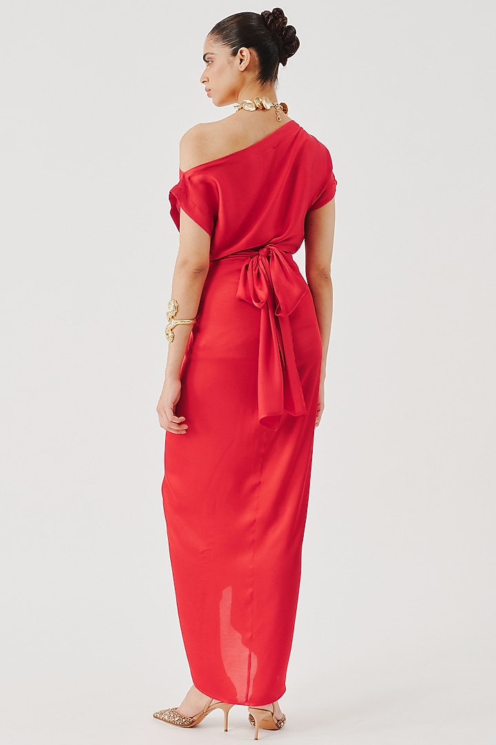 Red Modal Satin Blouse by Aroka at Pernia's Pop Up Shop