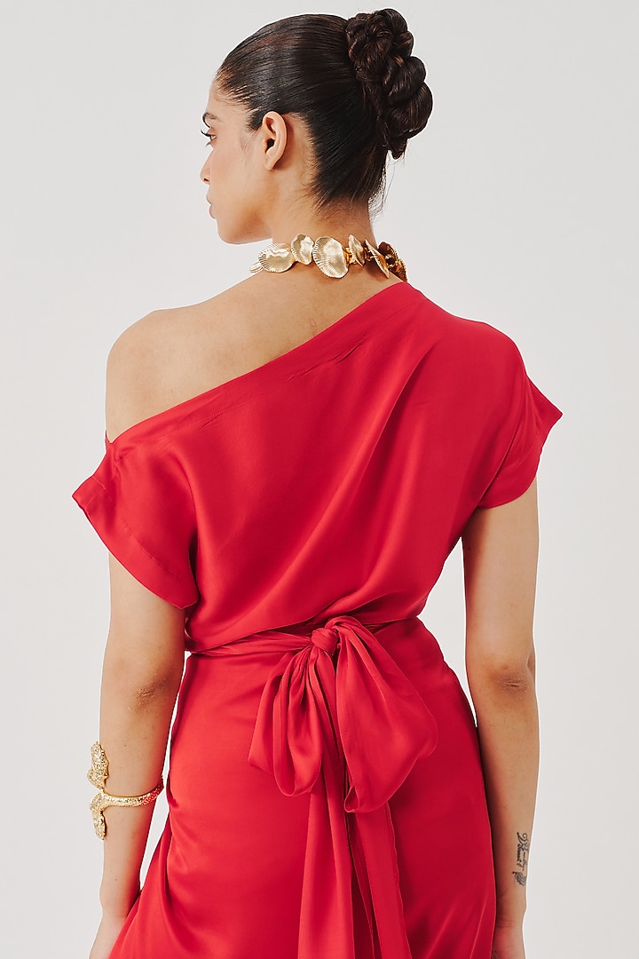 Red Modal Satin Blouse by Aroka at Pernia's Pop Up Shop