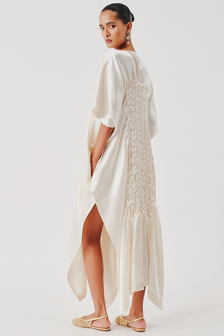 Ivory Vegan Mashru Cocktail Dress by Aroka at Pernia's Pop Up Shop