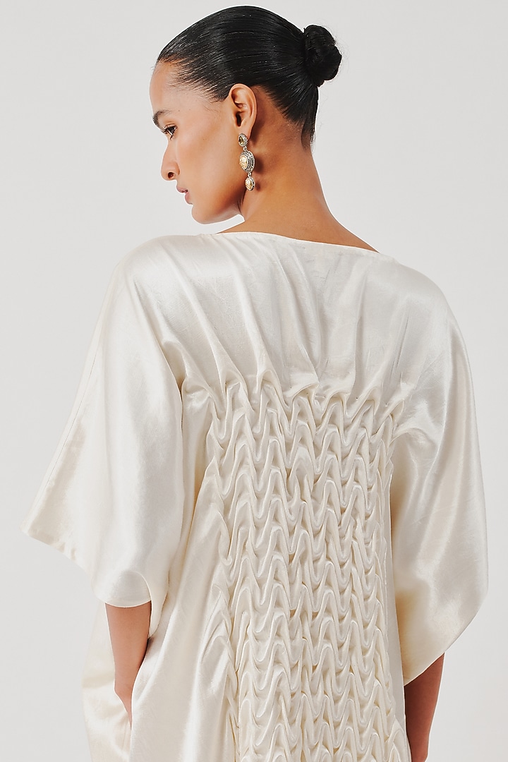 Ivory Vegan Mashru Cocktail Dress by Aroka at Pernia's Pop Up Shop
